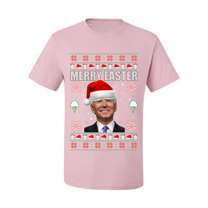 Funny Ugly Xmas Holiday T-shirt  Graphic  Joe Biden Merry Easter Ugly Christmas T-shirt  Ugly Christmas  Men's T-Shirt