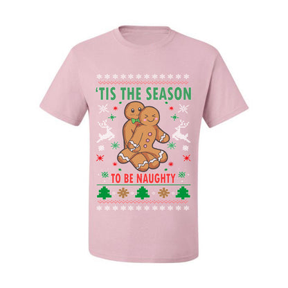 Graphic Ugly Christmas  T-shirt  Tis' The Season To Be Naughty Ugly Christmas T-shirt  Ugly Christmas  Men's T-Shirt