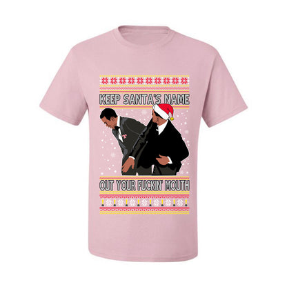Will Smith Slaps Chris Rock Meme Keep Santa's Name Out of Your Mouth Ugly Xmas  T-shirt Ugly Christmas T-shirt  Ugly Christmas  Men's T-Shirt