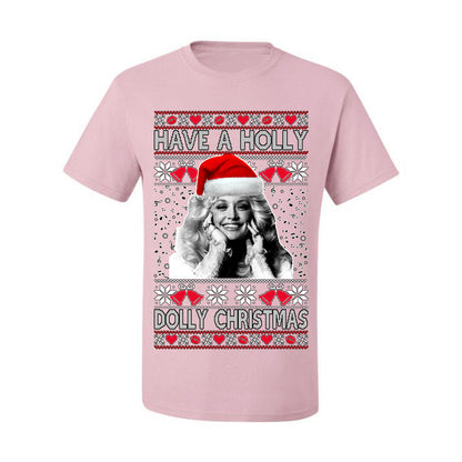 Ugly Xmas Tshirt , "Have a Holly Dolly Christmas" Ugly Christmas Tshirt Men's Graphic T-Shirt Ugly Christmas  Men's T-Shirt