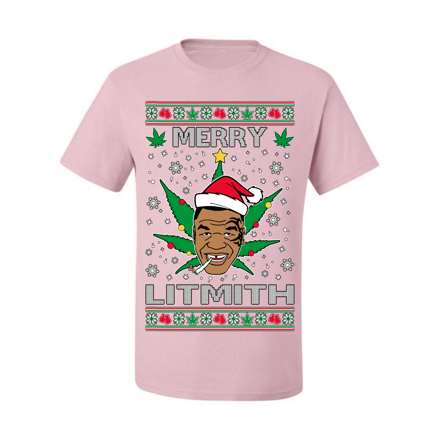 Ugly Xmas  T-shirt , Merry Lithmith Tyson, Joint Weed Pot Leaf Stoner Ugly Christmas T-shirt  Ugly Christmas  Men's T-Shirt