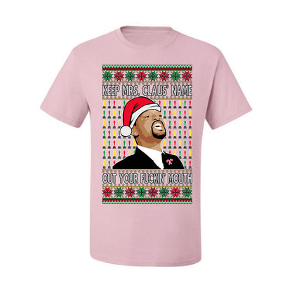 Will Smith Slapping Chris Rock Meme "Get Mrs Claus' Name Out of Your Mouth" , Graphic  Ugly Xmas Tshirt  Ugly Christmas Tshirt Men's Graphic T-Shirt Ugly Christmas  Men's T-Shirt