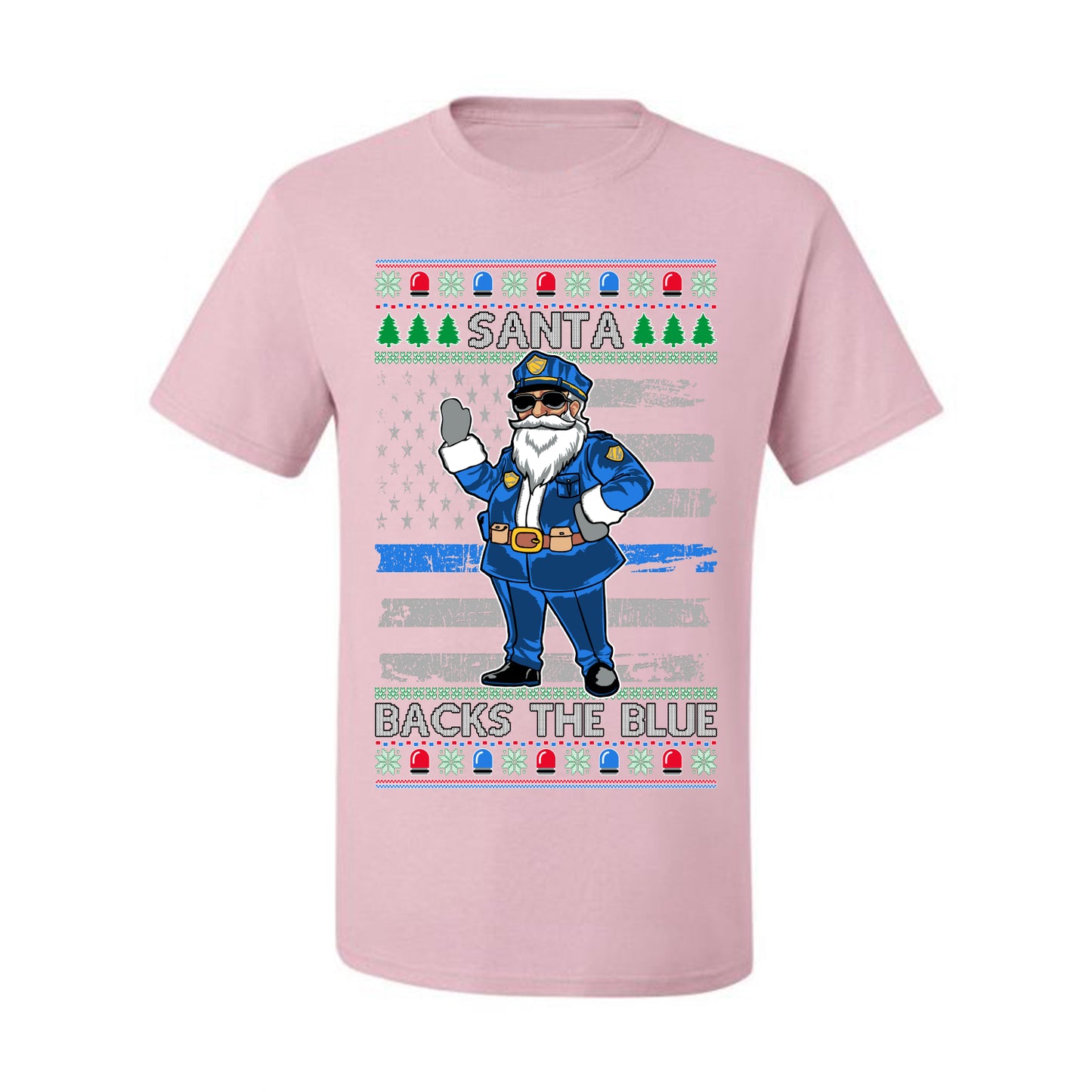 Santa Backs the Blue, Christmas Gifts, Funny Xmas Gift Idea, Ugly Christmas Sweater Men's T-Shirt