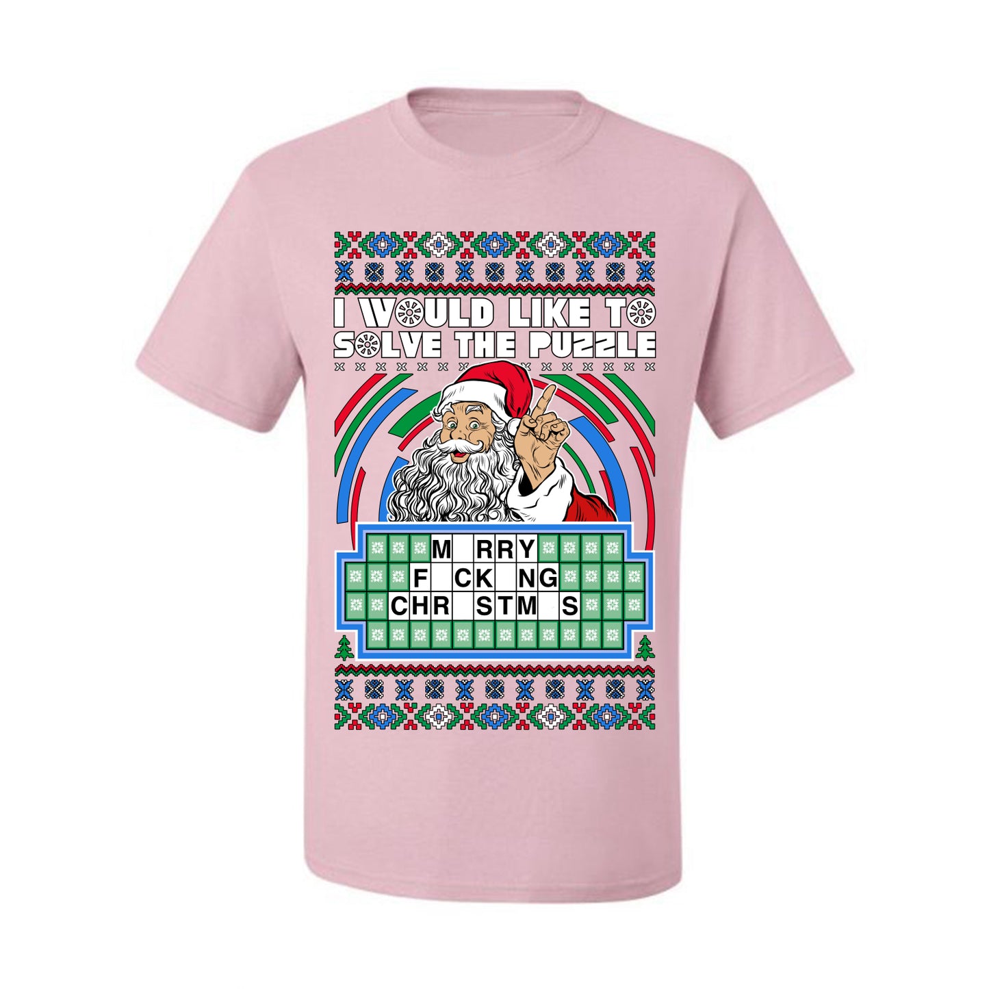 Santa Game Show I'd Like To Solve the Puzzle Wheel Ugly Christmas Sweater, Christmas Gifts, Funny Xmas Gift Idea, Men's T-Shirt