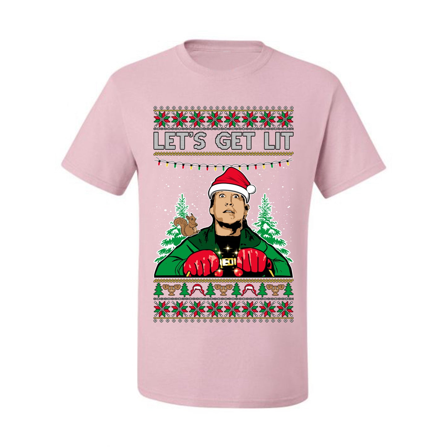 Let's Get Lit Clark Vacation Movie Parody Ugly Christmas Sweater, Christmas Gifts, Funny Xmas Gift Idea, Men's T-Shirt