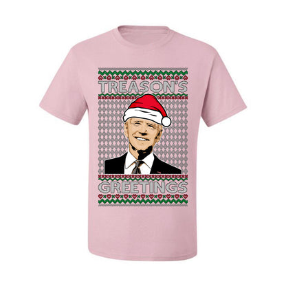 Treason's Greetings Biden President Humor Ugly Christmas Sweater, Christmas Gifts, Funny Xmas Gift Idea, Men's T-Shirt