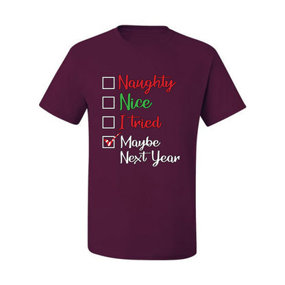 Men's Ugly Christmas  Shirt Naughty Nice I Tried Maybe Next Year Checklist  Ugly Christmas Tshirt Men's Graphic T-Shirt Ugly Christmas  Men's T-Shirt
