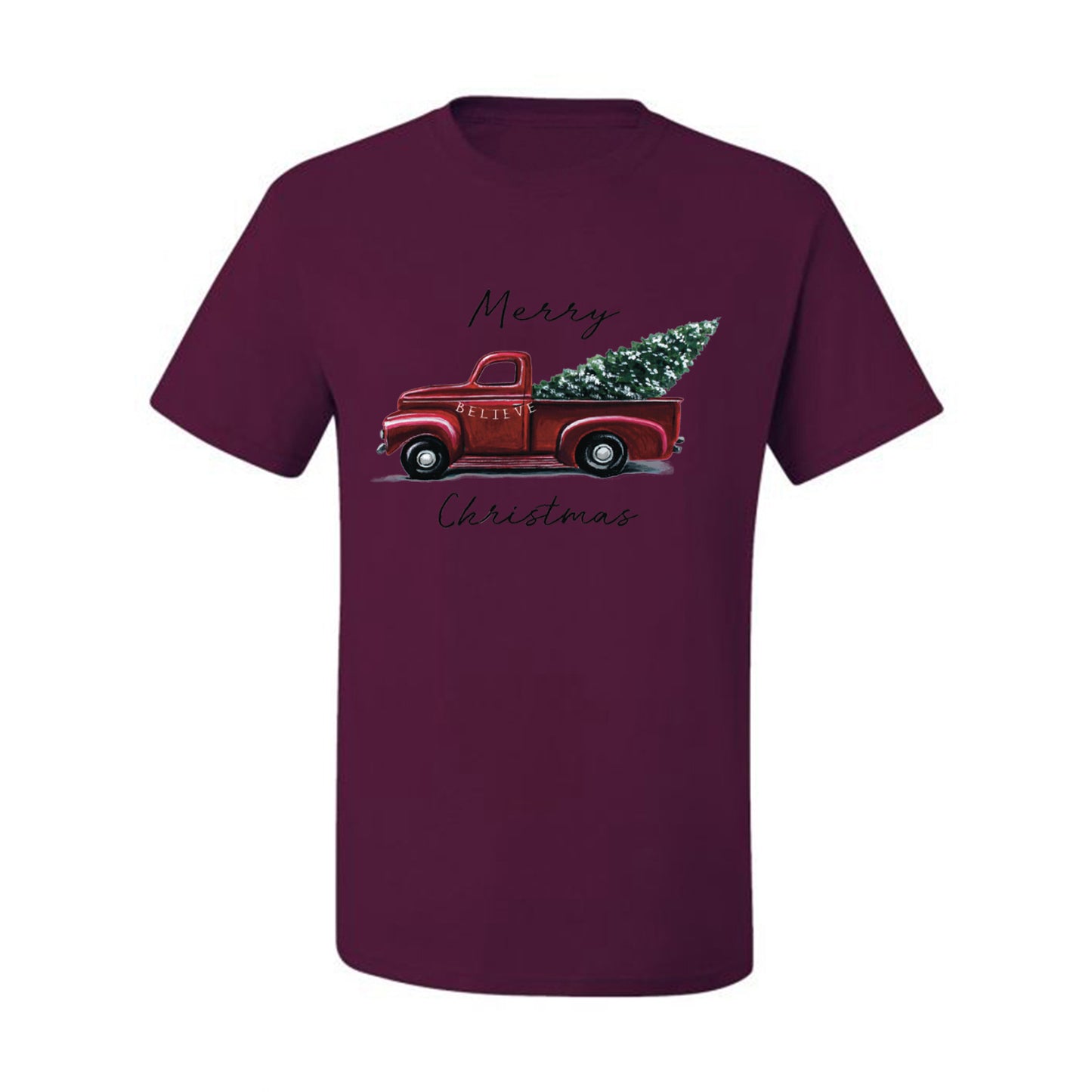 Men's Graphic Shirt, Red Pick Up Truck, Merry Christmas Ugly Christmas Tshirt Men's Graphic T-Shirt Ugly Christmas  Men's T-Shirt
