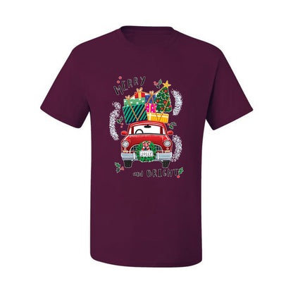Men's Christmas  Shirt, Merry and Bright Red Car Ugly Christmas Tshirt Men's Graphic T-Shirt Ugly Christmas  Men's T-Shirt