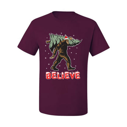 Men's Christmas  Shirt Believe Santa Sasquatch Bigfoot Wild Bobby Ugly Christmas T-shirt  Ugly Christmas  Men's T-Shirt