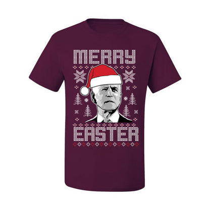 Funny  Ugly Xmas Holiday Tshirt  Merry Easter Biden Santa Hat Ugly Christmas Tshirt Men's Graphic T-Shirt Ugly Christmas  Men's T-Shirt