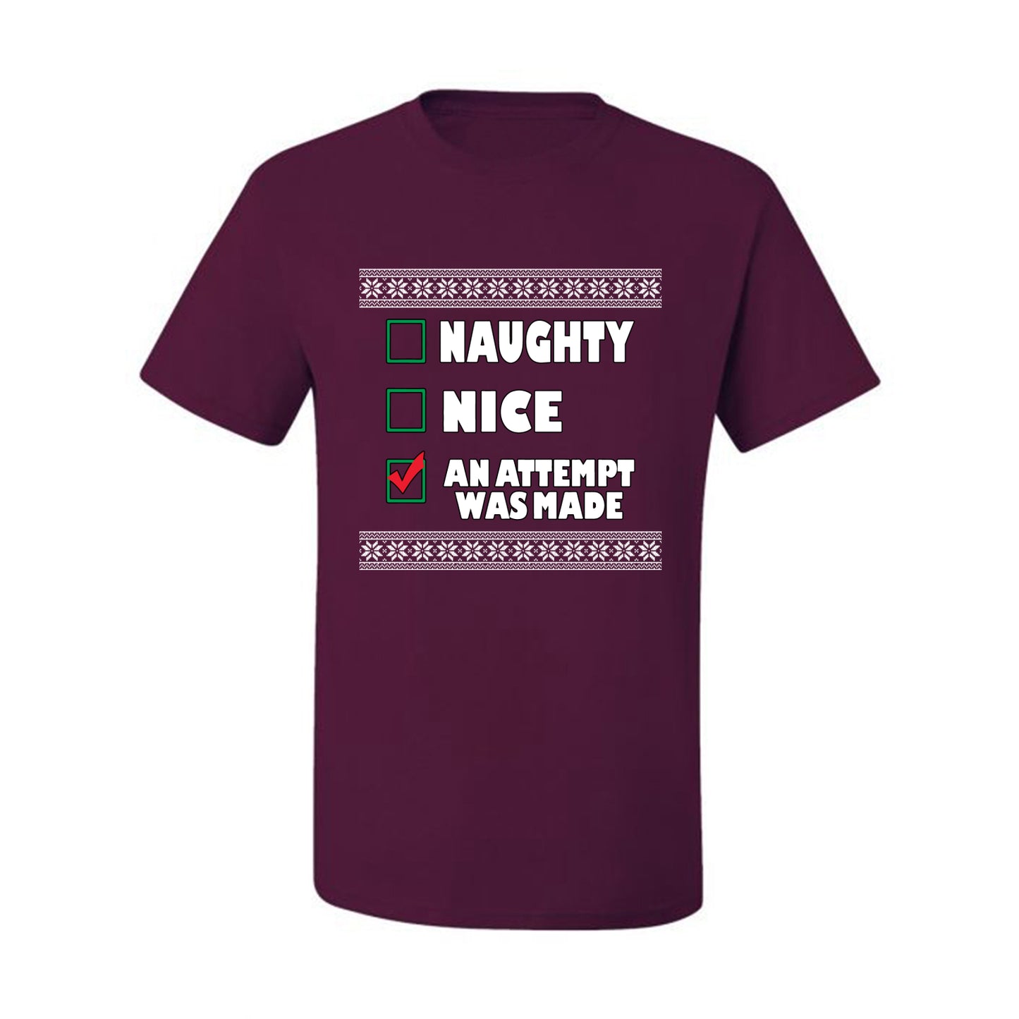 Attempted to be Naughty and Nice Men's Ugly T-shirt for Christmas  Shirt Ugly Christmas T-shirt  Ugly Christmas  Men's T-Shirt