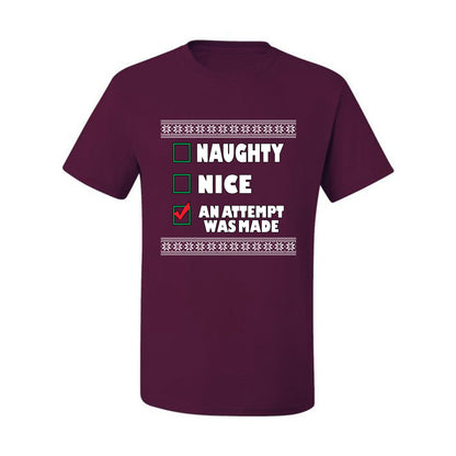 Attempted to be Naughty and Nice Men's Ugly T-shirt for Christmas  Shirt Ugly Christmas T-shirt  Ugly Christmas  Men's T-Shirt