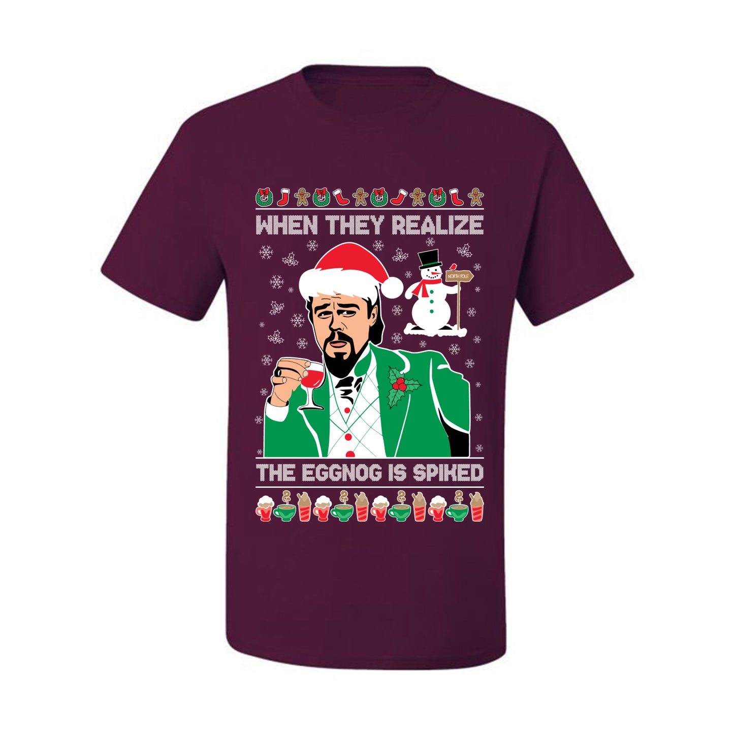 Funny  Ugly Xmas Graphic  T-shirt Leo The Eggnog Meme  Ugly Christmas T-shirt  Ugly Christmas  Men's T-Shirt