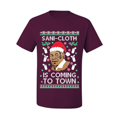 Ugly Xmas Tshirt  Graphic , Mike Tyson, Sani Cloth is Coming to Town, Wild Bobby Ugly Christmas Tshirt Men's Graphic T-Shirt Ugly Christmas  Men's T-Shirt
