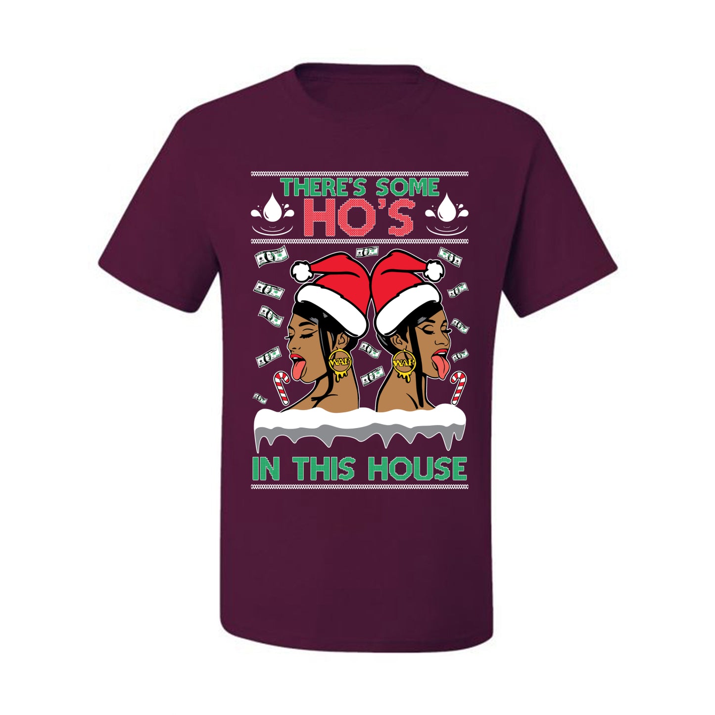 Woman Rapper Ho's In This House, Christmas Gifts, Funny Xmas Gift Idea, Ugly Christmas Sweater Men's T-Shirt