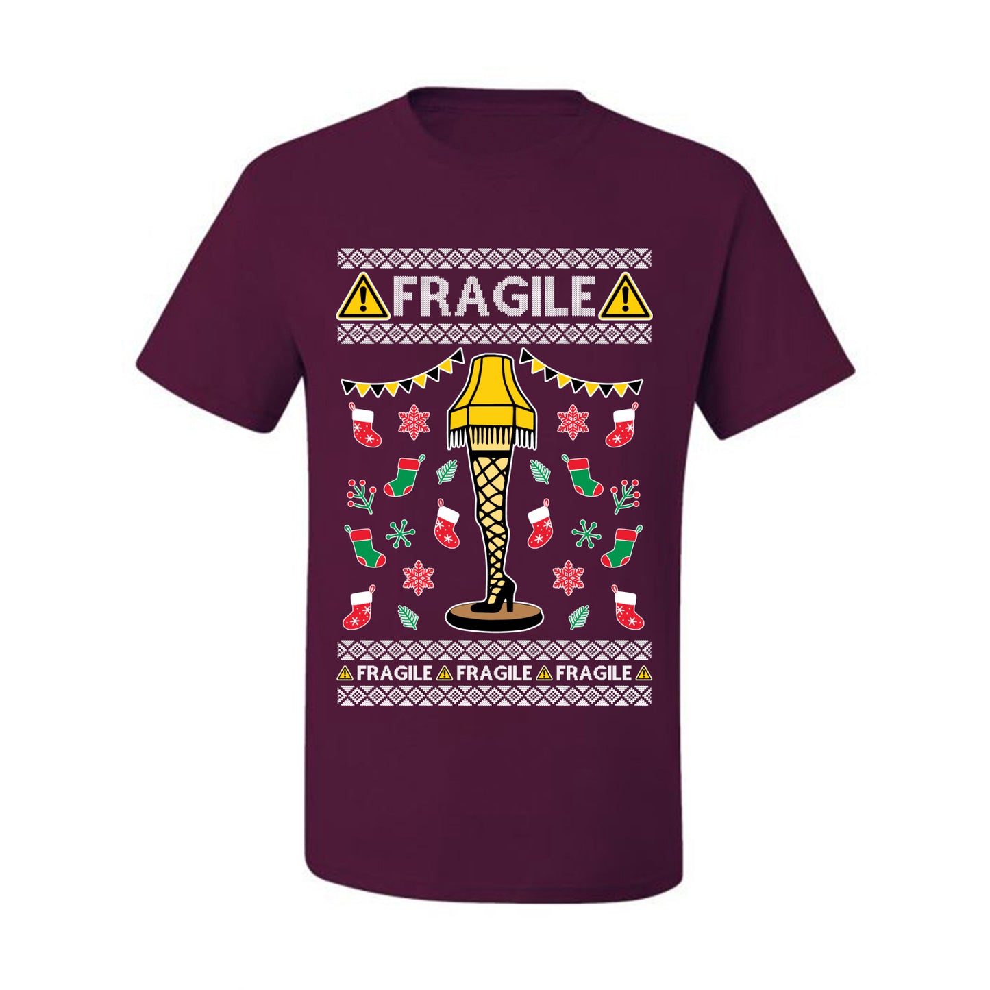 Graphic Ugly  Christmas T-shirt  Fragile Leg Lamp Movie Ugly Christmas T-shirt  Ugly Christmas  Men's T-Shirt