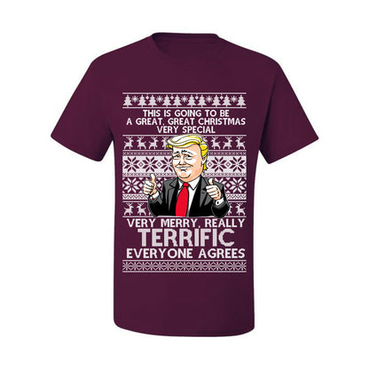 Funny Donald Trump Ugly Xmas Holiday T-shirt  Great Terrific Merry Christmas Ugly Christmas T-shirt  Ugly Christmas  Men's T-Shirt