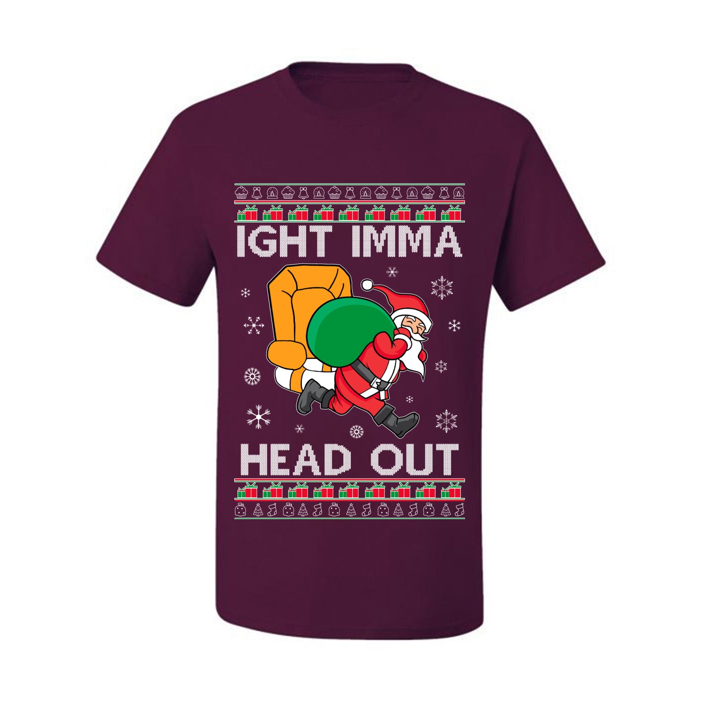 Graphic Funny Meme Ugly Christmas  T-shirt  Ight Imma Head Out, Wild Bobby Ugly Christmas T-shirt  Ugly Christmas  Men's T-Shirt