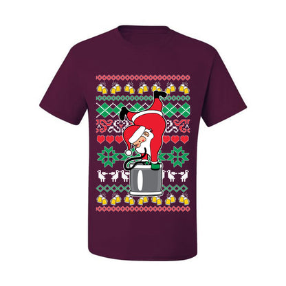 Ugly Xmas Graphic  T-shirt  Drunk Keg Stand Beer Drinking Santa Ugly Christmas T-shirt  Ugly Christmas  Men's T-Shirt