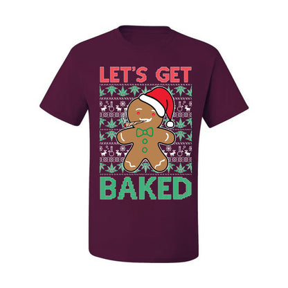 Graphic  Funny  Ugly Xmas Holiday T-shirt  "Lets Get Baked!" Gingerbread Weed Stoner Ugly Christmas T-shirt  Ugly Christmas  Men's T-Shirt