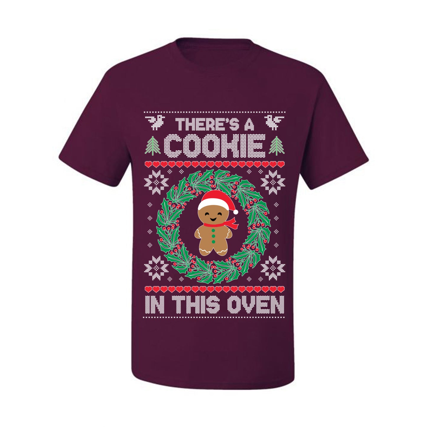 Ugly Christmas  T-shirt "Theres a Cookie in this Oven" Pregnancy Announcement  T-Shirt Ugly Christmas T-shirt  Ugly Christmas  Men's T-Shirt