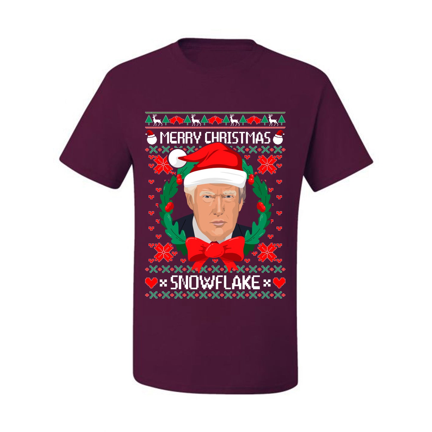 Funny Ugly Xmas Holiday  T-shirt  Trump Merry Christmas Snowflake Ugly Christmas T-shirt  Ugly Christmas  Men's T-Shirt