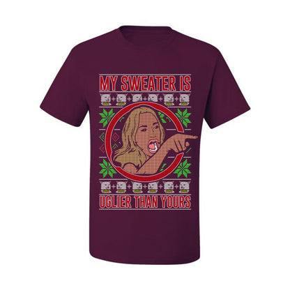 My Sweater Is Uglier Than Yours Funny Women Yelling At Cat Meme, Christmas Gifts, Funny Xmas Gift Idea, Ugly Christmas Sweater Men's T-Shirt