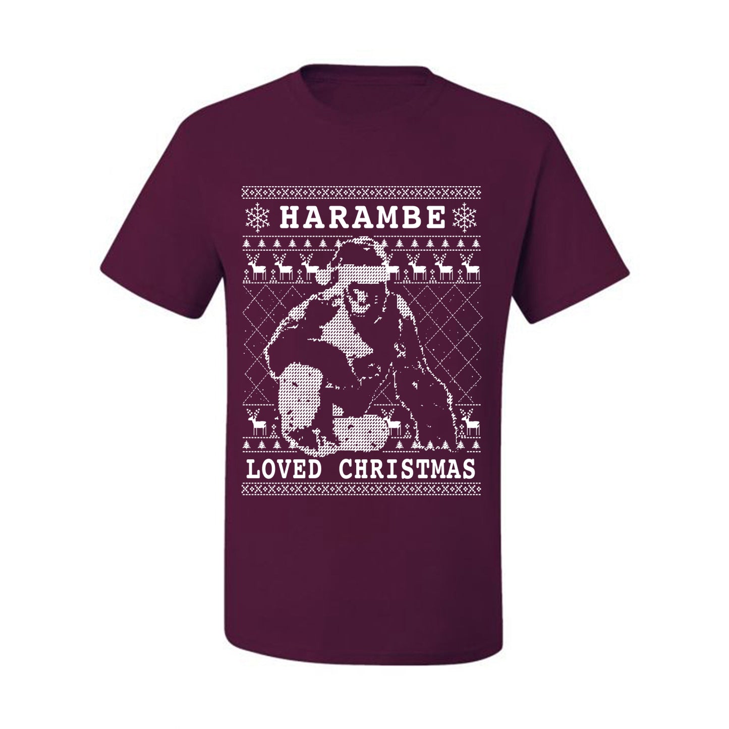 Ugly Christmas Graphic  T-shirt  Harambe Loved Christmas Funny Meme Holiday Gorilla  Ugly Christmas T-shirt  Ugly Christmas  Men's T-Shirt