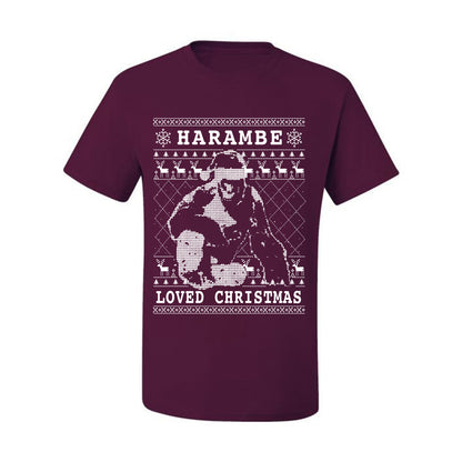 Ugly Christmas Graphic  T-shirt  Harambe Loved Christmas Funny Meme Holiday Gorilla  Ugly Christmas T-shirt  Ugly Christmas  Men's T-Shirt