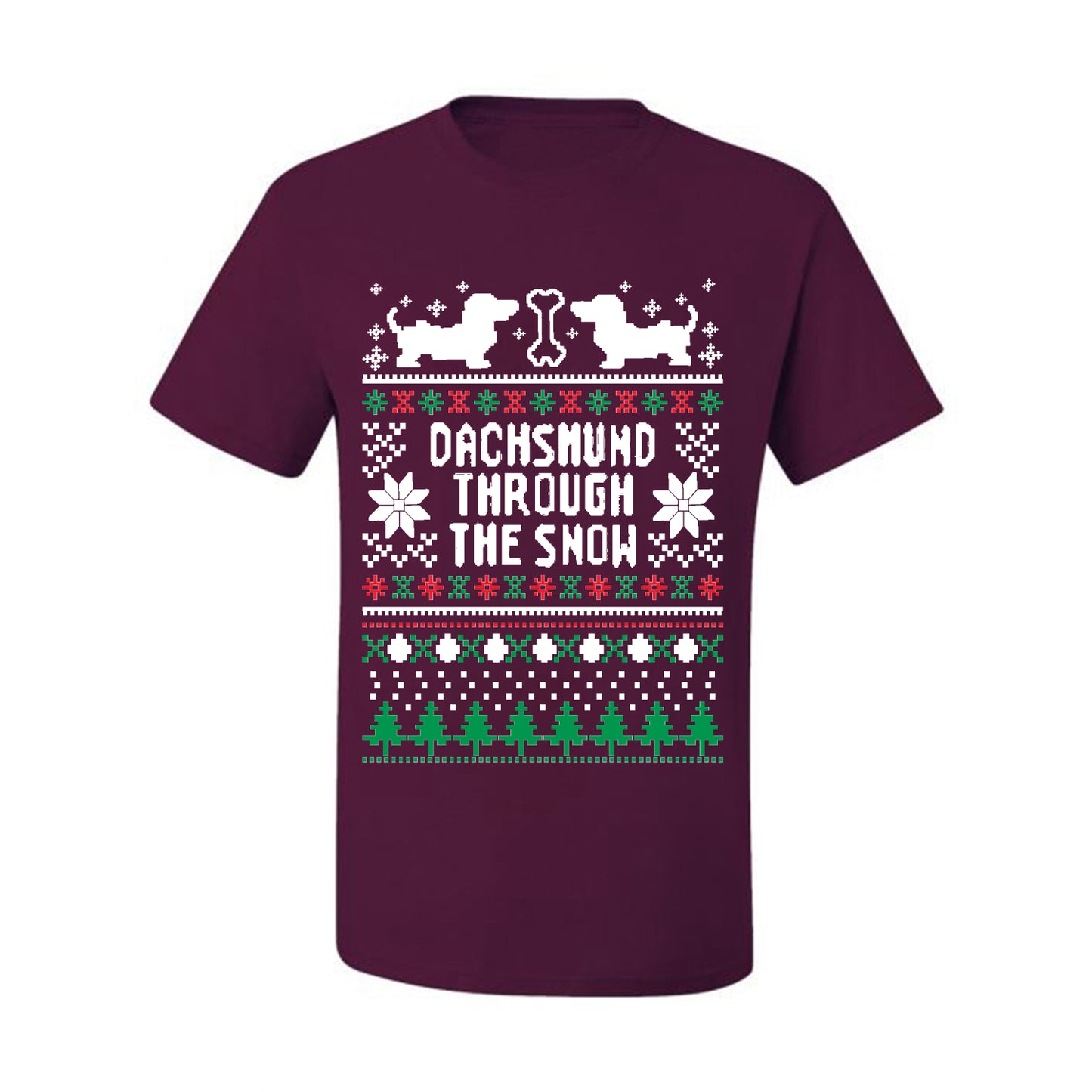 Graphic Daschund Through The Snow Christmas Wild Bobby Ugly Christmas Butcher Apron BBQ Grilling, Kitchen Cooking Ugly Christmas T-shirt  Ugly Christmas  Men's T-Shirt