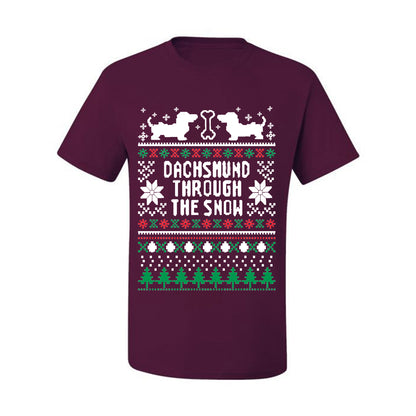 Graphic Daschund Through The Snow Christmas Wild Bobby Ugly Christmas Butcher Apron BBQ Grilling, Kitchen Cooking Ugly Christmas T-shirt  Ugly Christmas  Men's T-Shirt