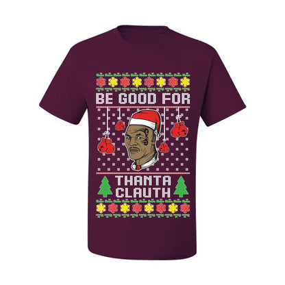 Graphic  Ugly Christmas  T-shirt  "Be Good for Thanta Clauth" Mike Tyson Ugly Christmas T-shirt  Ugly Christmas  Men's T-Shirt
