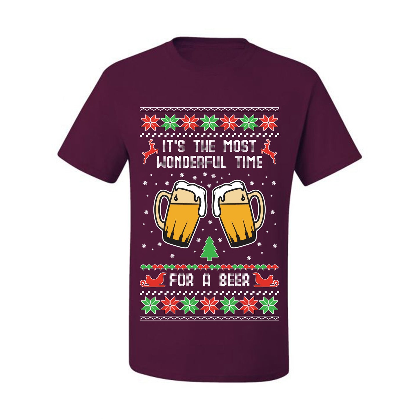 Men's Ugly Christmas Tshirt  Shirt, "It's The Most Wonderful Time for a Beer" Ugly Christmas Tshirt Men's Graphic T-Shirt Ugly Christmas  Men's T-Shirt