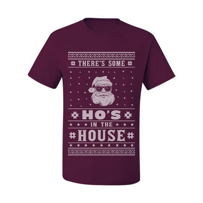 Ugly Xmas Holiday Graphic  Theres Some Hos in the House Santa Ugly Christmas T-shirt  Ugly Christmas  Men's T-Shirt