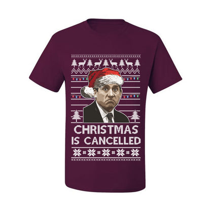 Men's Ugly T-shirt for Christmas  Shirt Michael Scott Office "Christmas Is Cancelled" Ugly Christmas T-shirt  Ugly Christmas  Men's T-Shirt