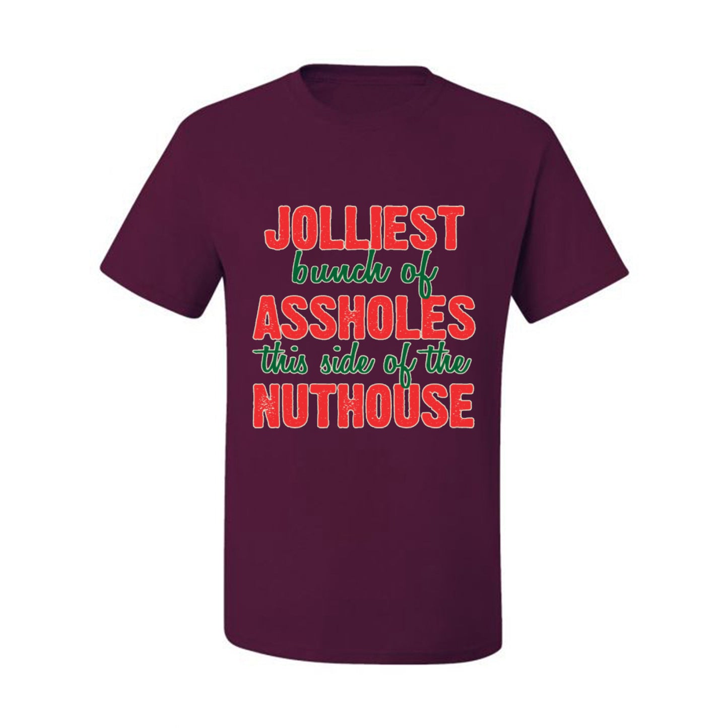 Ugly Christmas Butcher Graphic , Cooking BBQ Grilling Kitchen, "Jolliest Bunch of Assholes This Side of Nuthouse", Wild Bobby Ugly Christmas Tshirt Men's Graphic T-Shirt Ugly Christmas  Men's T-Shirt