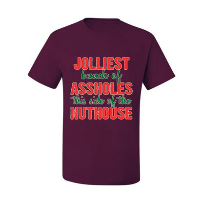 Ugly Christmas Butcher Graphic , Cooking BBQ Grilling Kitchen, "Jolliest Bunch of Assholes This Side of Nuthouse", Wild Bobby Ugly Christmas Tshirt Men's Graphic T-Shirt Ugly Christmas  Men's T-Shirt