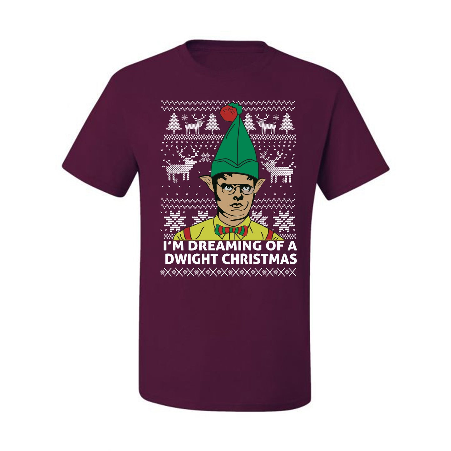 Funny Graphic Shirt Ugly Xmas Holiday T-shirt  The Office Schrute "I'm Dreaming of a Dwight Christmas" Wild Bobby Ugly Christmas T-shirt  Ugly Christmas  Men's T-Shirt