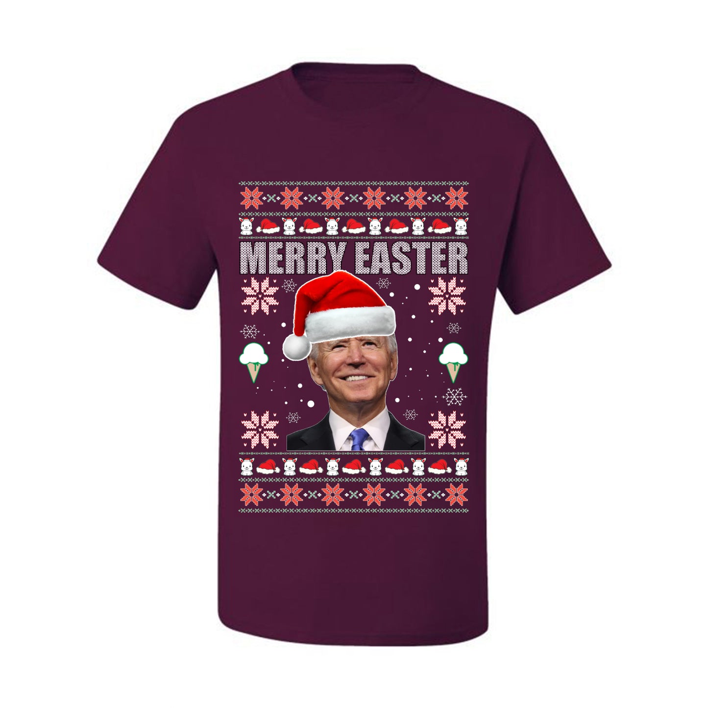 Funny Ugly Xmas Holiday T-shirt  Graphic  Joe Biden Merry Easter Ugly Christmas T-shirt  Ugly Christmas  Men's T-Shirt