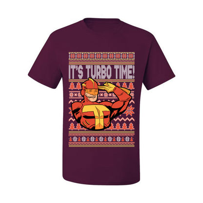 Ugly Xmas Graphic  T-shirt  Turboman It's Turbo Time! Ugly Christmas T-shirt  Ugly Christmas  Men's T-Shirt