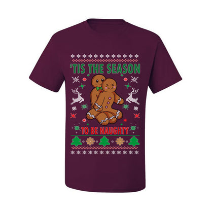 Graphic Ugly Christmas  T-shirt  Tis' The Season To Be Naughty Ugly Christmas T-shirt  Ugly Christmas  Men's T-Shirt