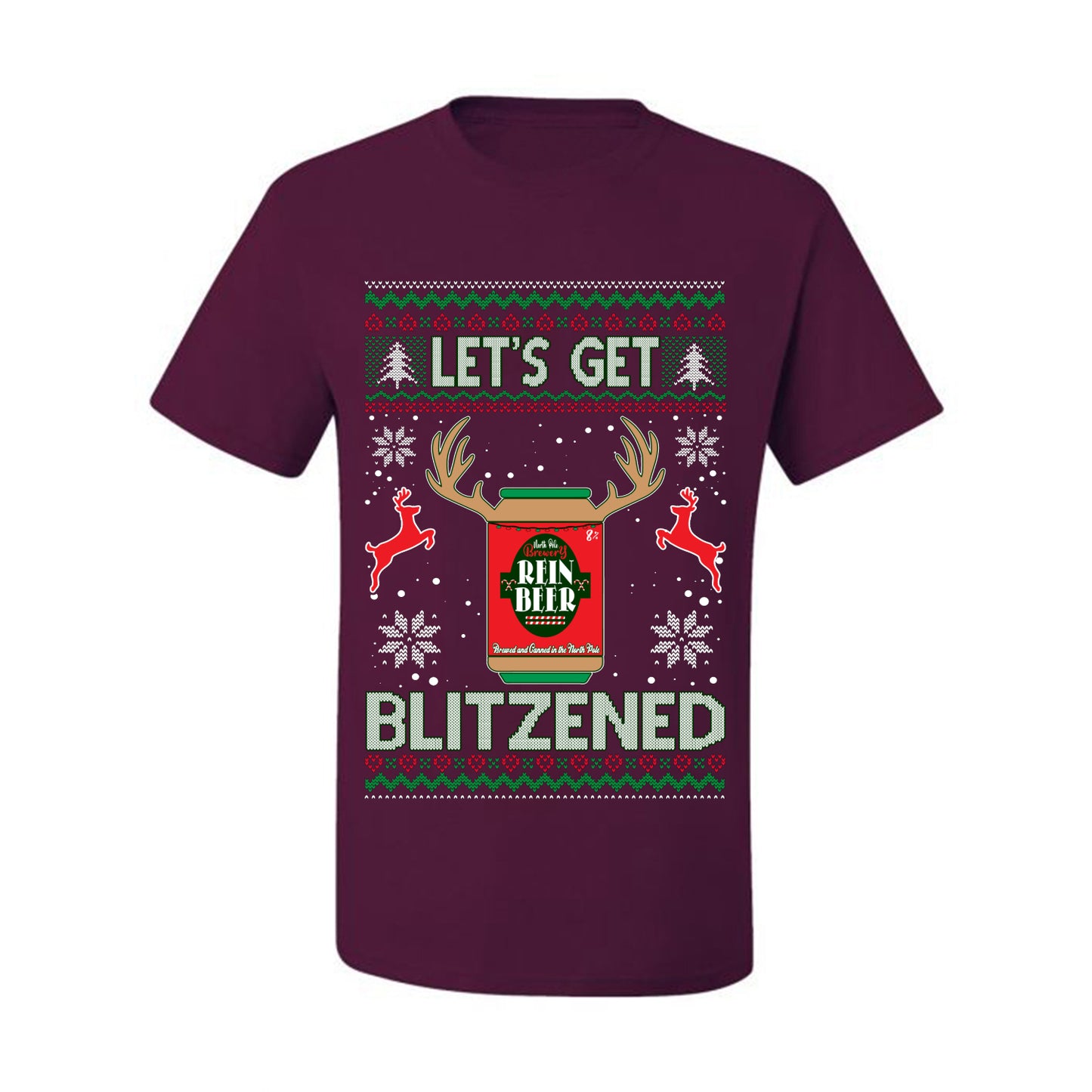 Men's Ugly T-shirt for Christmas Holidays  Shirt Wild Bobby Let's Get Blitzened Rein Beer Ugly Christmas T-shirt  Ugly Christmas  Men's T-Shirt