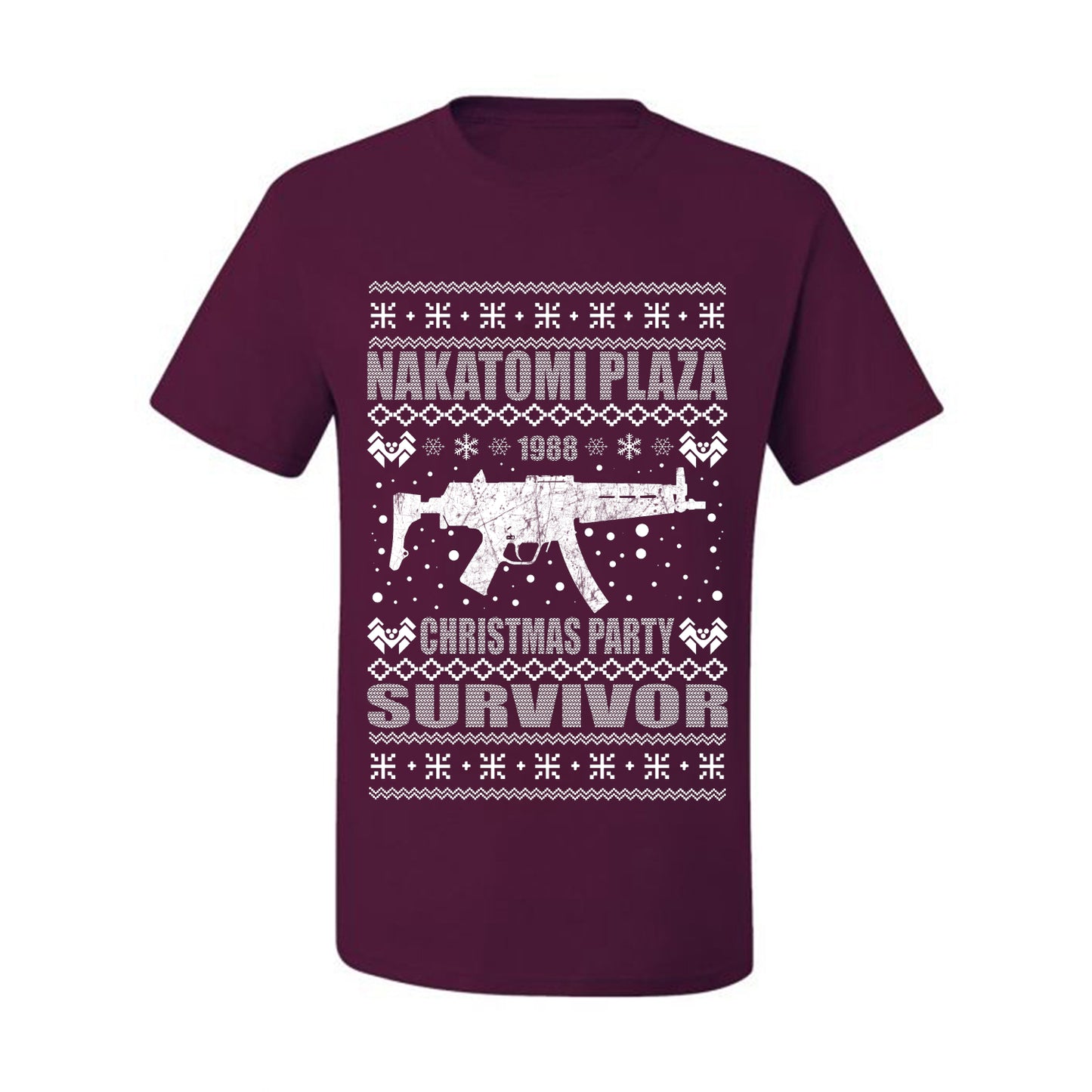 Ugly Xmas  T-shirt Graphic Nakatomi Plaza Christmas Party Survivor 1988 Ugly Christmas T-shirt  Ugly Christmas  Men's T-Shirt