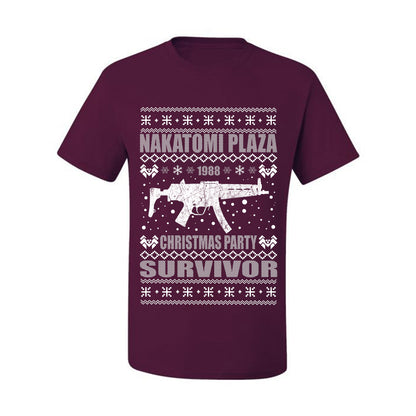 Ugly Xmas  T-shirt Graphic Nakatomi Plaza Christmas Party Survivor 1988 Ugly Christmas T-shirt  Ugly Christmas  Men's T-Shirt