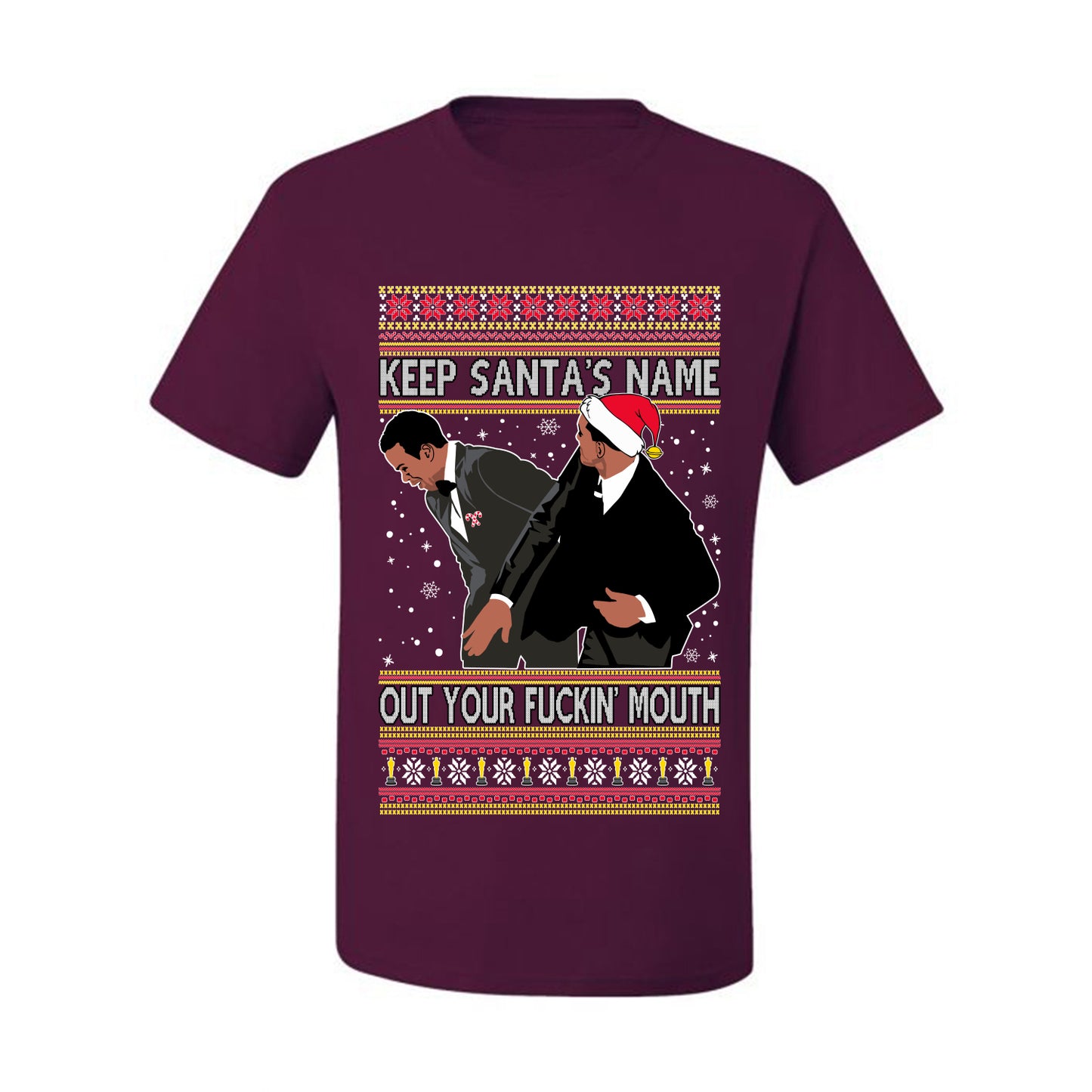 Will Smith Slaps Chris Rock Meme Keep Santa's Name Out of Your Mouth Ugly Xmas  T-shirt Ugly Christmas T-shirt  Ugly Christmas  Men's T-Shirt