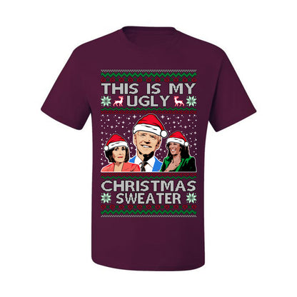 Men's Graphic Ugly Xmas Tshirt, This is My Ugly Christmas Tshirt, Anti Democrat Biden Kamala Pelosi, Wild Bobby  Ugly Christmas Tshirt Men's Graphic T-Shirt Ugly Christmas  Men's T-Shirt