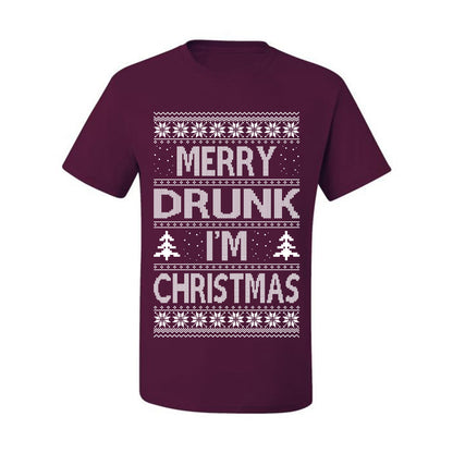 Funny Ugly Xmas Tshirt , Merry Drunk I'm Christmas, Wine Beer  Drinking,  Ugly Christmas Tshirt Men's Graphic T-Shirt Ugly Christmas  Men's T-Shirt