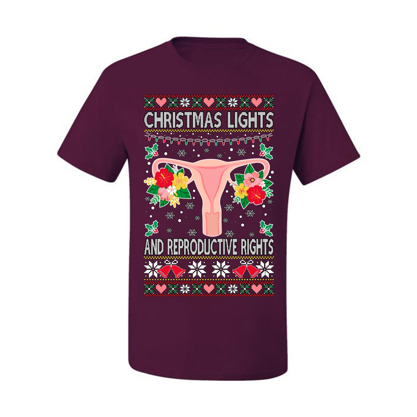 Ugly Christmas T-shirt Graphic  , Christmas Lights & Reproductive Rights Ugly Christmas T-shirt  Ugly Christmas  Men's T-Shirt