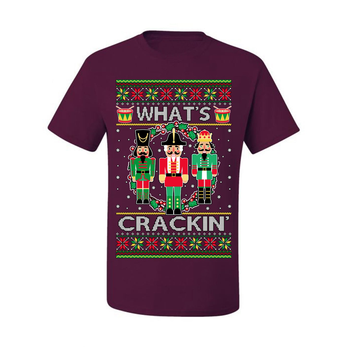 Funny Meme Ugly Xmas Holiday T-shirt Graphic What's Crackin' Nutcracker Ugly Christmas T-shirt  Ugly Christmas  Men's T-Shirt